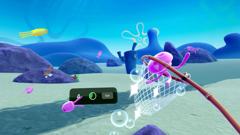 Jellyfish mini-game in the Bikini Bottom immersive experience for Apple Vision Pro.